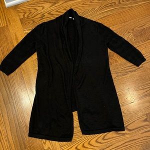 Anthropologie women black 3/4 sleeve knit Cardigan sweater